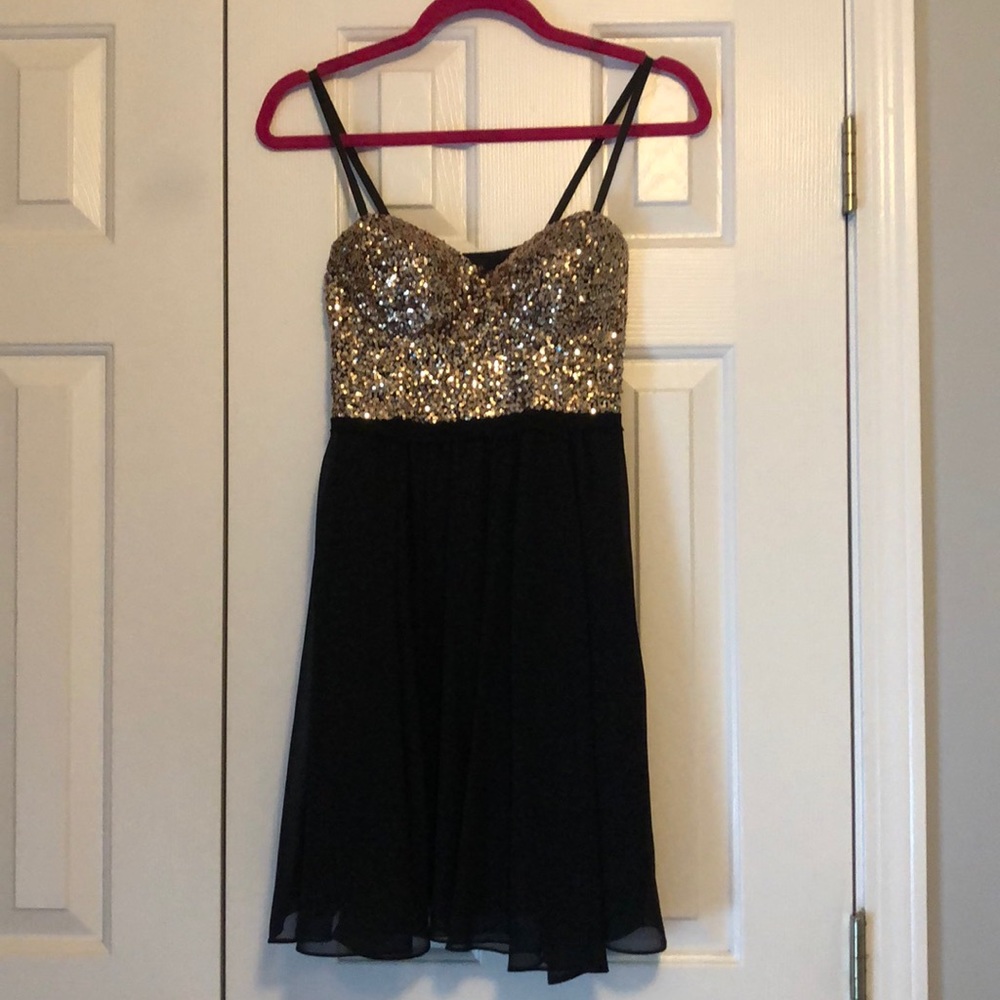 Gold and Black Sequin Cocktail Dress- New Years